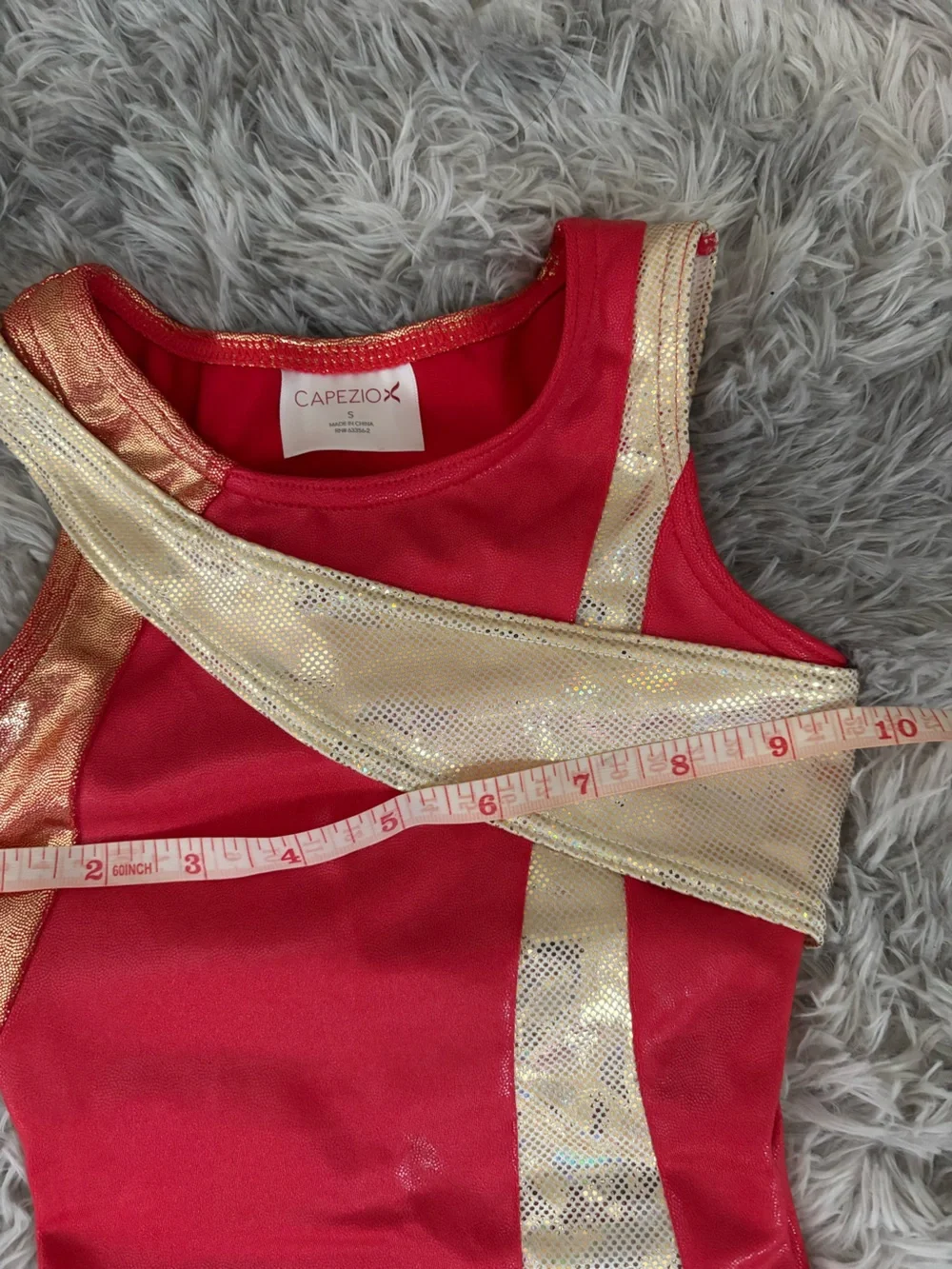 Capezio Gymnastics Dance Red and Gold Metallic leotard